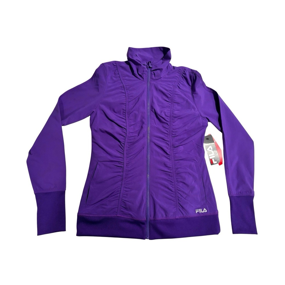 Fila Purple Track Jacket Women's Sm Ruffle Full Zip Front Lightweight Athleisure